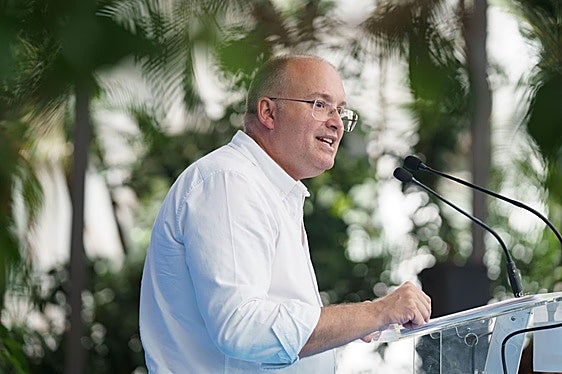 Miguel Tellado este sábado en un acto del PP en Tenerife.