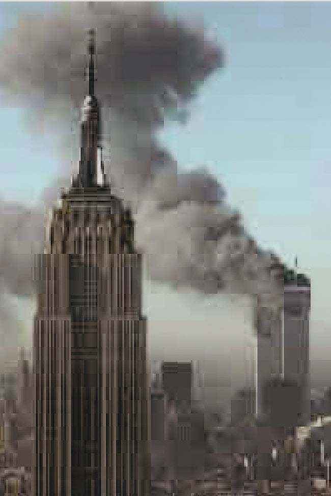 'Jpeg ny01' ( 2004).Thomas Ruff. Imagen desenfocada del ataque a las Torres Gemelas.