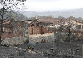 Vista este domingo de los efectos del incendio forestal que afecta al concello de Pantón (Lugo).