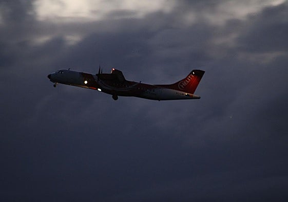 Un avión, en pleno vuelo.