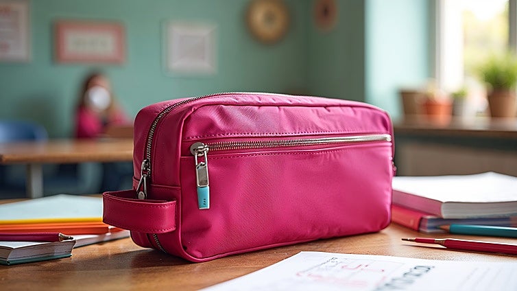 Organización para el día a día escolar con este estuche de tres compartimientos de marca Oxford