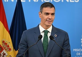 El presidente del Gobierno, Pedro Sánchez, este miércoles en la sede de la Representación Permanente de España ante Naciones Unidas.