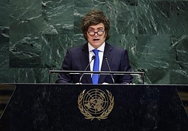 El presidente argentino, Javier Milei, durante su discurso de este miércoles en la Asamblea General de la ONU.