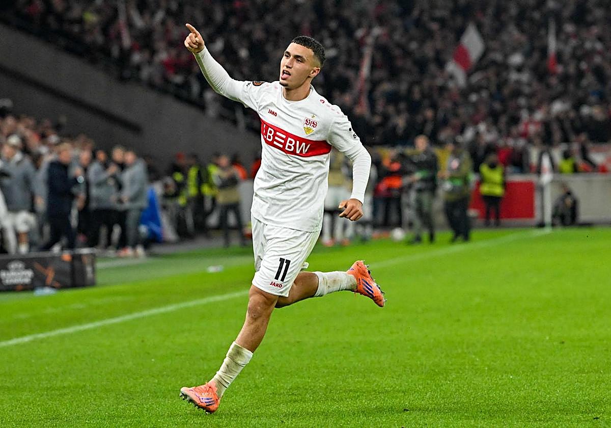 Bilal El Khannouss celebra su gol al Celta.