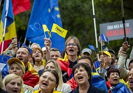 Concentración en Chisinau de partidarios del PAS.