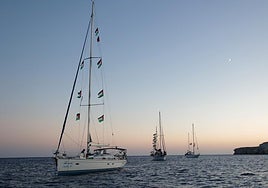 Barcos de la flotilla humanitaria que se dirige a Gaza.