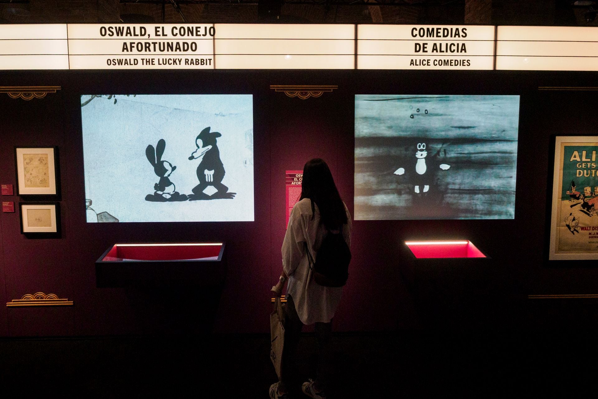 El arranque de la exposición, con secciones dedicadas a 'Oswald, el conejo afortunado' o al primer cortometraje de Mickey Mouse.