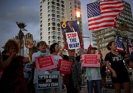 Manifestación a favor del plan de paz de Trump en Tel Aviv.