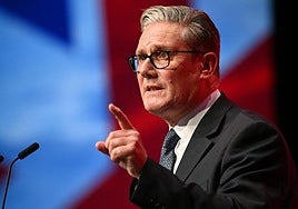 El primer ministro británico, Keir Starmer, durante su intervención de este martes en el congreso laborista en Liverpool.