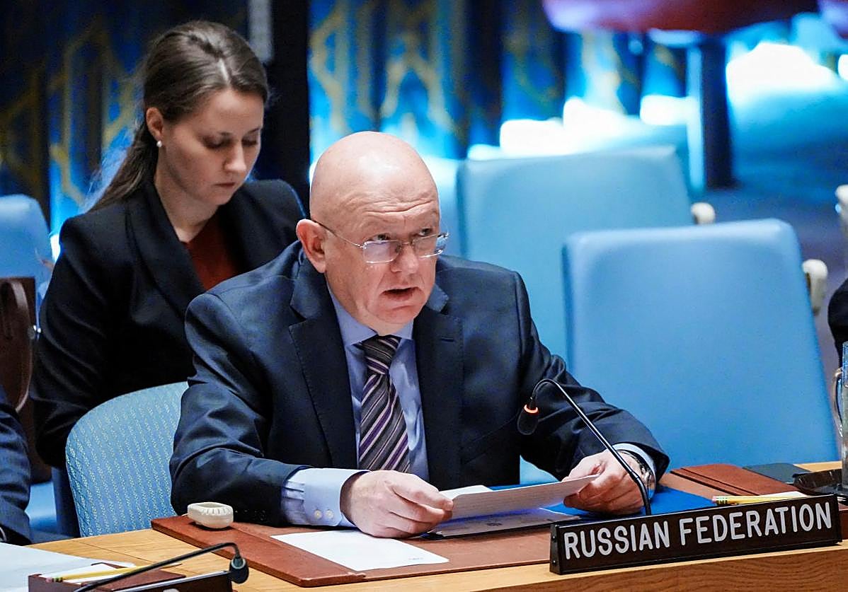 El embajador de Rusia ante las Naciones Unidas, Vassily Nebenzia, durante una intervención en el Consejo de Seguridad.