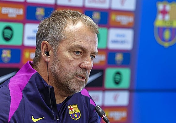 Hansi Flick, durante la rueda de prensa previa al duelo ante el Sevilla.