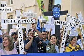 Interinos durante la manifestación esta semana en Madrid.