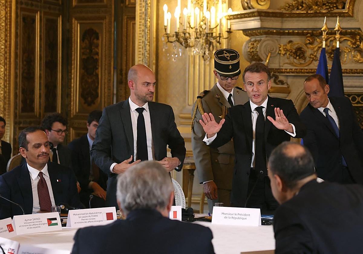 Emmanuel Macron, durante la cumbre celebrada este jueves en París.