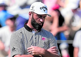 Jon Rahm, ayer con gesto muy serio en la tercera jornada del Open de España