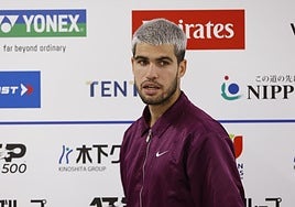 Carlos Alcaraz, durante una rueda de prensa.