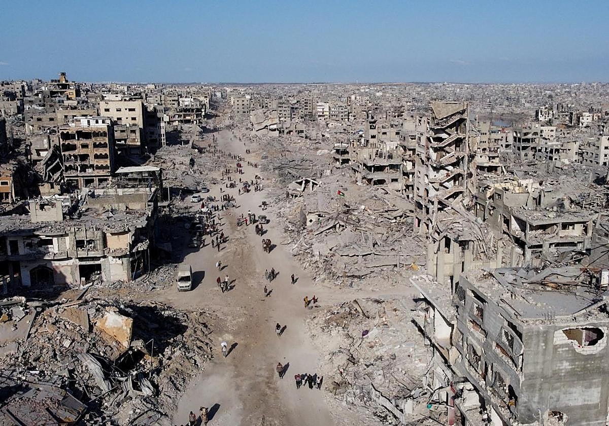 Vista de la ciudad de Gaza, totalmente devastada.