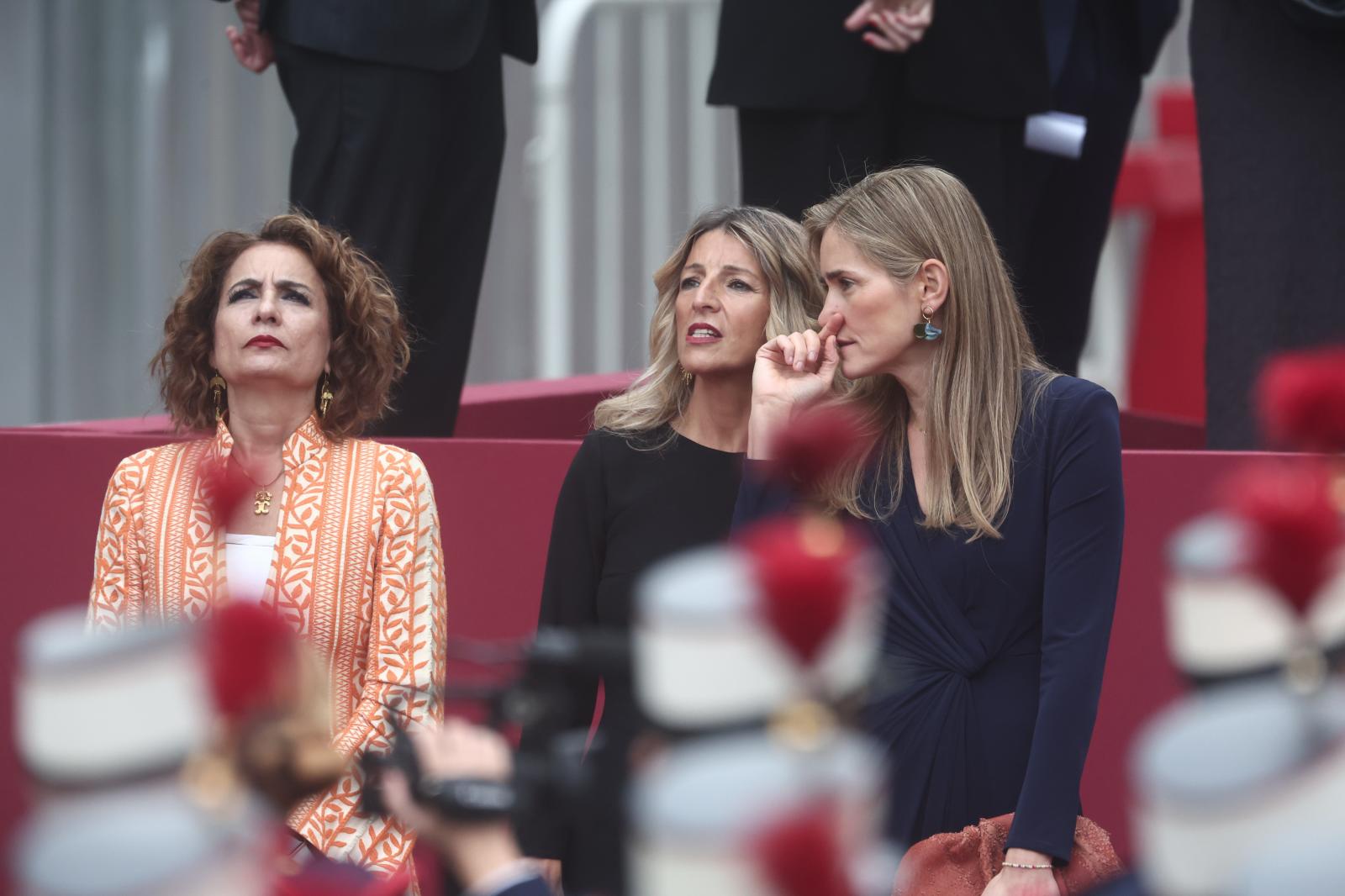 La vicepresidenta y ministra de Hacienda, María Jesús Montero; la vicepresidenta segunda del Gobierno y ministra de Trabajo, Yolanda Díaz; y la vicepresidenta tercera y ministra para la Transición Ecológica y Reto Demográfico,Sara Aagesen