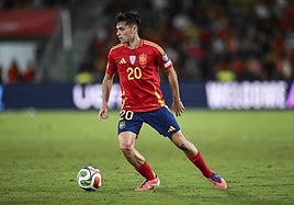 Pedri, durante el duelo entre España y Georgia.