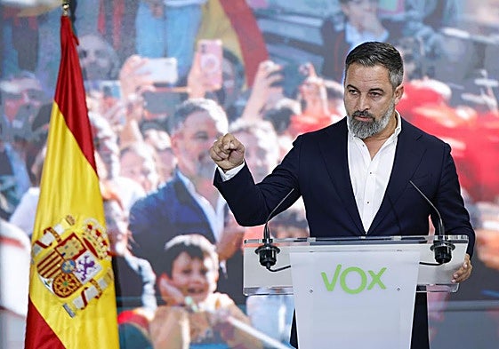 El presidente de Vox, Santiago Abascal, este lunes en Madrid.