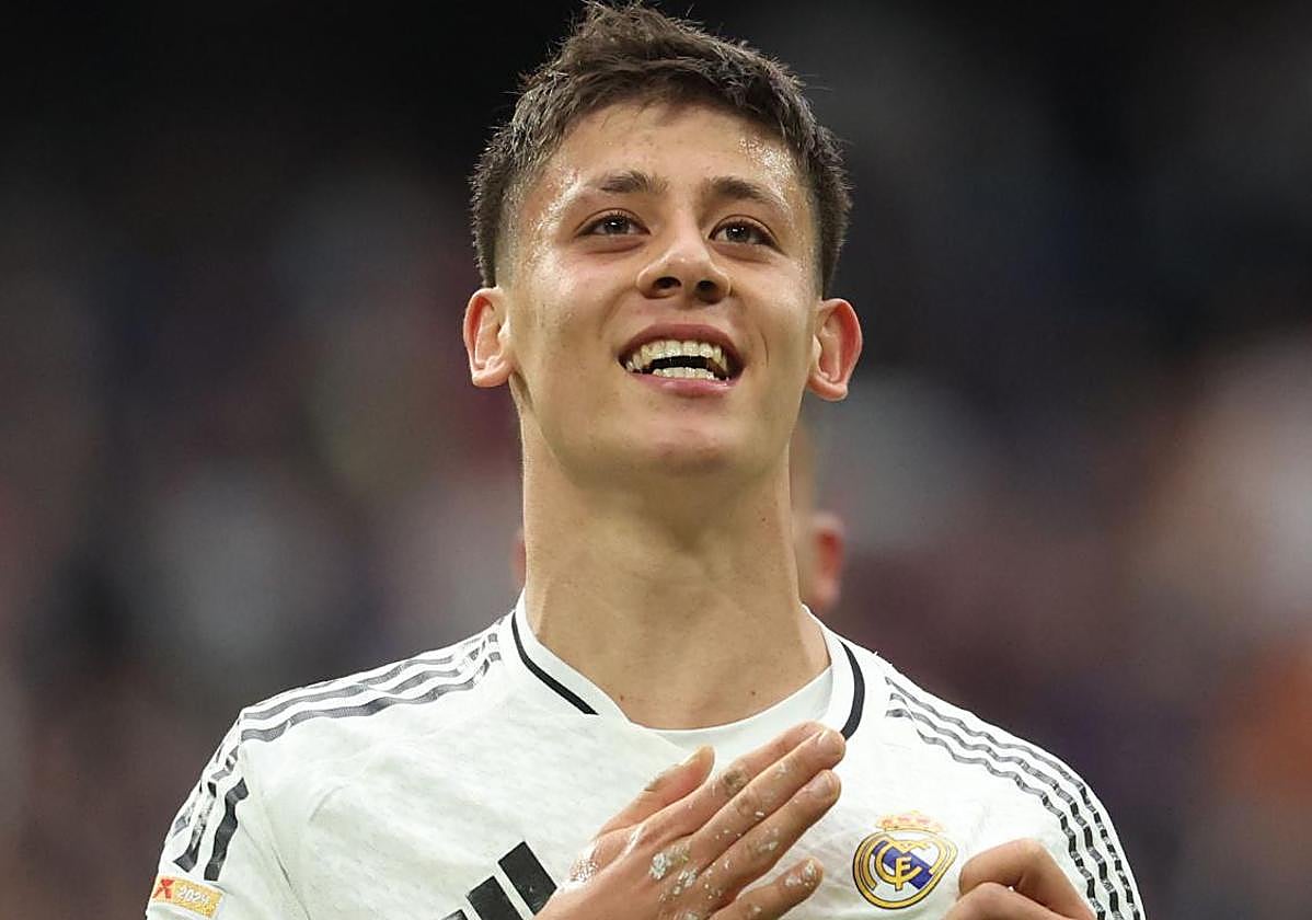 Arda Güler celebra un gol con el Real Madrid.