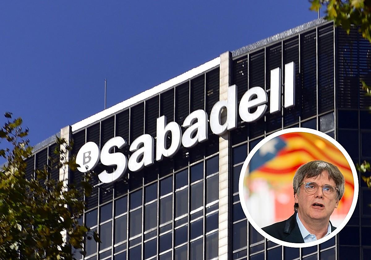 El logo del Banco Sabadell en una oficina de Barcelona.