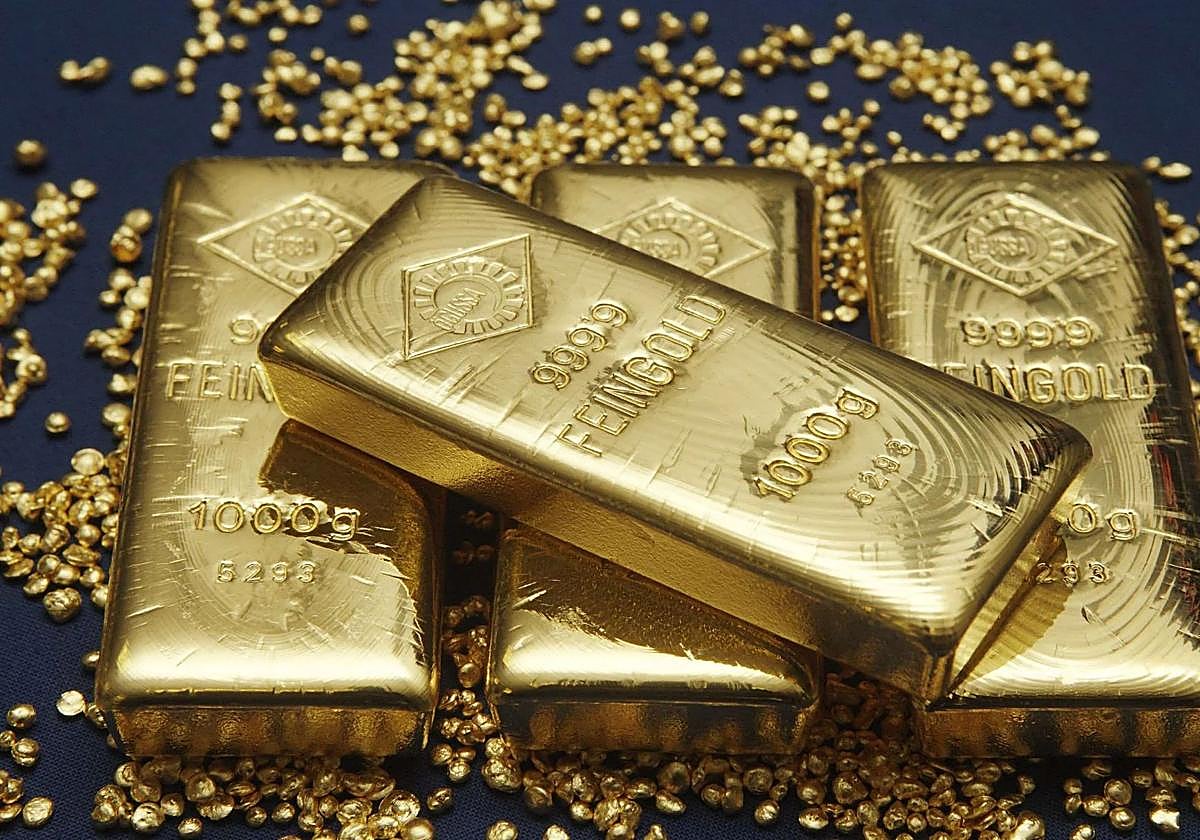 Lingotes de oro fabricados por la planta de Oegussa en Viena