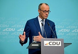 El canciller alemán, Friedrich Merz, en una rueda de prensa en Berlín.