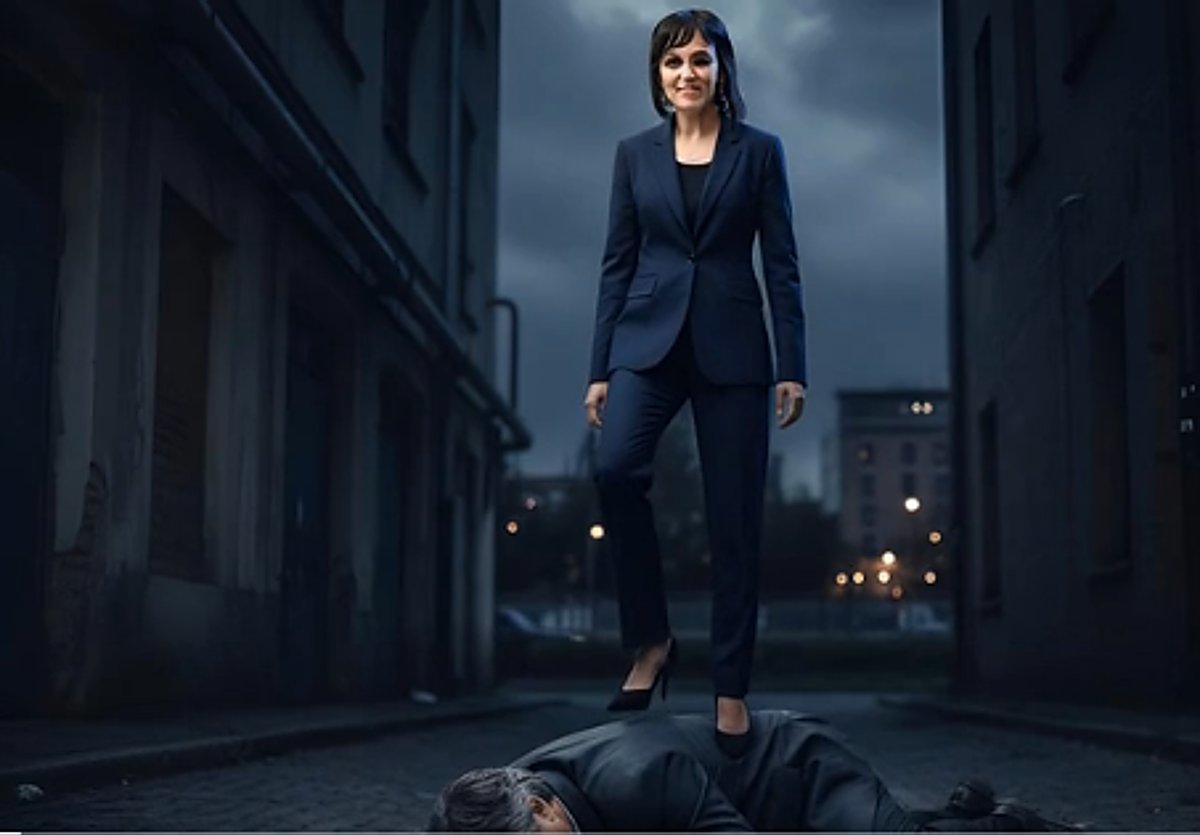 Fotograma del vídeo generado con IA en que Orriols dispara a Puigdemont