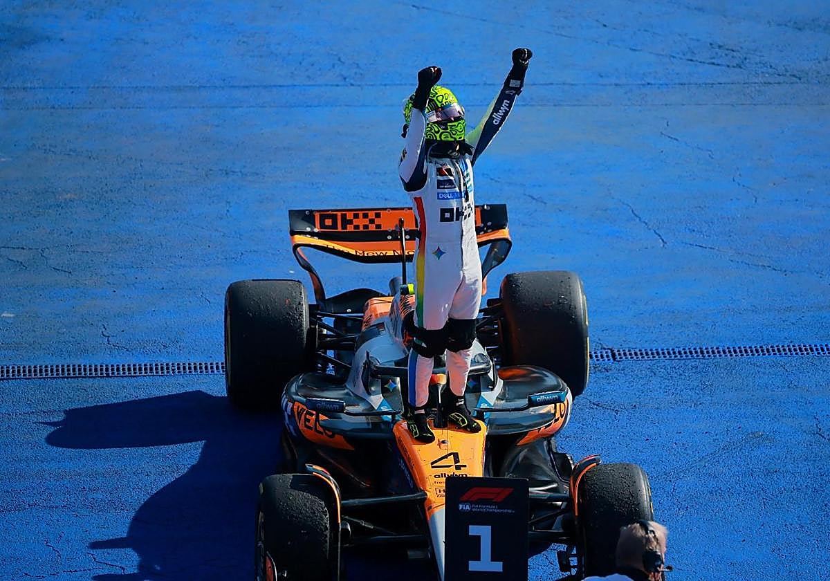Norris celebra la victoria del GP de México.