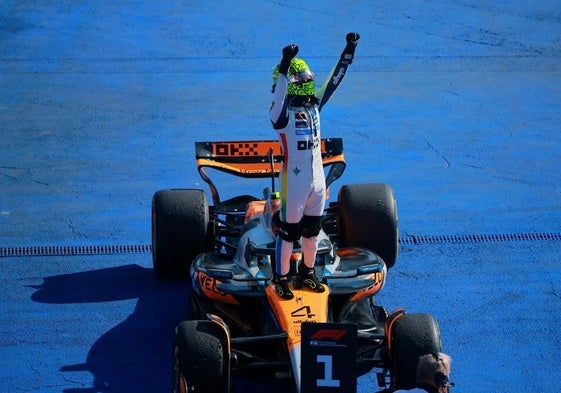 Norris celebra la victoria del GP de México.