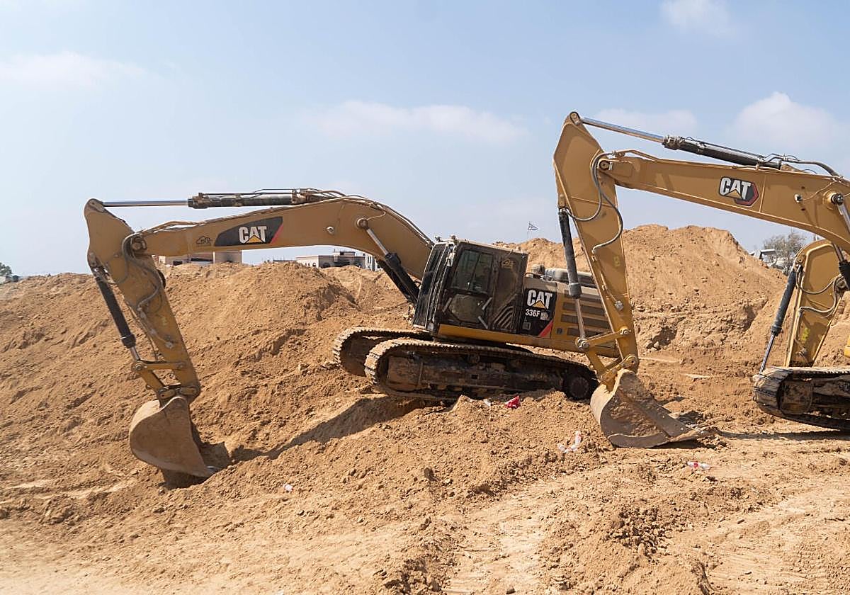 Excavadoras en la Franja de Gaza.