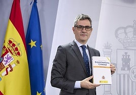 Félix Bolaños, ministro de la Presidencia, Justicia y Relaciones con las Cortes, tras el Consejo de Ministros