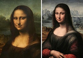 La Gioconda original del Louvre y la copia del Museo del Prado.