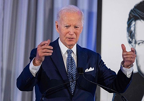 El expresidente estadounidense Joe Biden pronuncia un discurso en un acto celebrado el domingo en Boston.