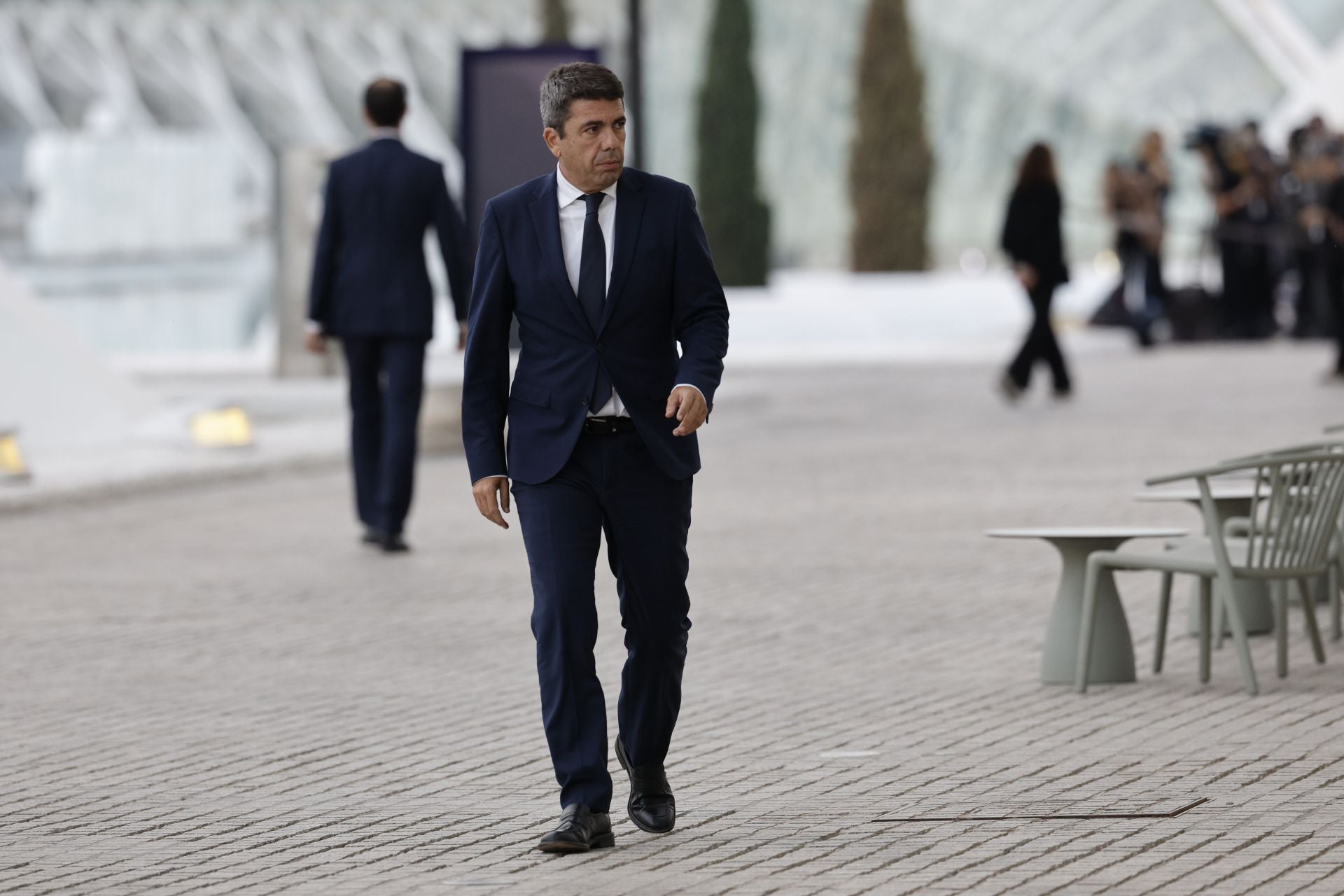 El presidente de la Generalitat valenciana, Carlos Mazón, a su llegada al funeral de Estado por las 237 víctimas de la dana