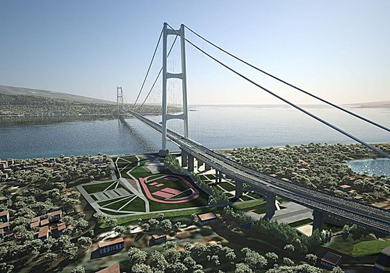 Recreación del puente proyectado sobre el estrecho de Mesina.