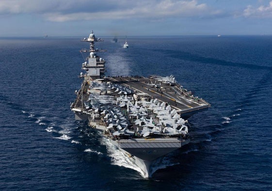 El portaaviones 'USS Gerarld Ford', que ha estado desplegado en aguas de Oriente Medio, navega ahora hacia el Caribe.