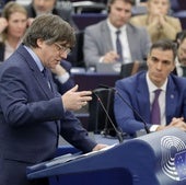 Carles Puigdemont se dirige en enero de 2024 al Europarlamento ante Sánchez.