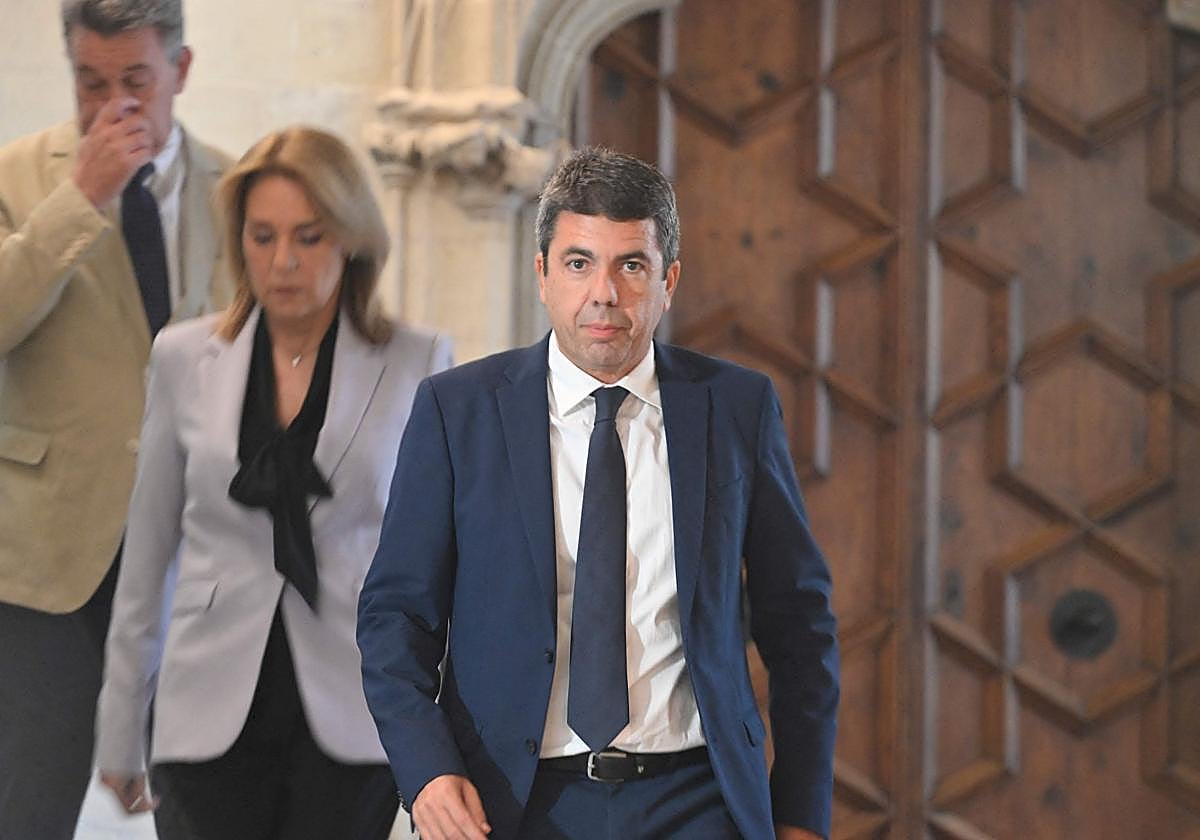 Carlos Mazón, este lunes, en el Palau de la Generalitat valenciana.