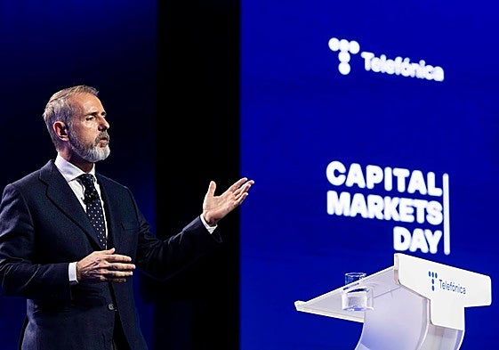 El presidente de Telefónica, Marc Murtra, este martes durante el Capital Markets Day.