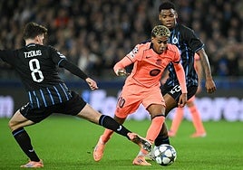 Lamine Yamal, durante el partido.