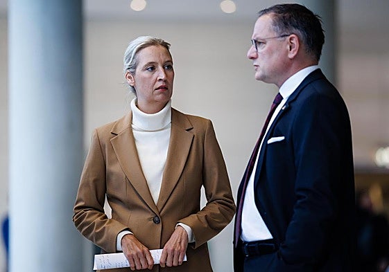 Los copresidentes de AfD, Alice Weidel y Tino Chrupalla, el martes en el Bundestag.
