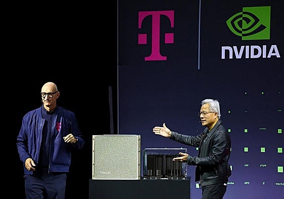 Los CEO de Deutsche Telekom y Nvidia presentan un plan para un centro de datos conjunto en Alemania.