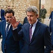 Feijóo, a su llegada al Congreso de la Unión Europea de Mayores en Ciudad Real.