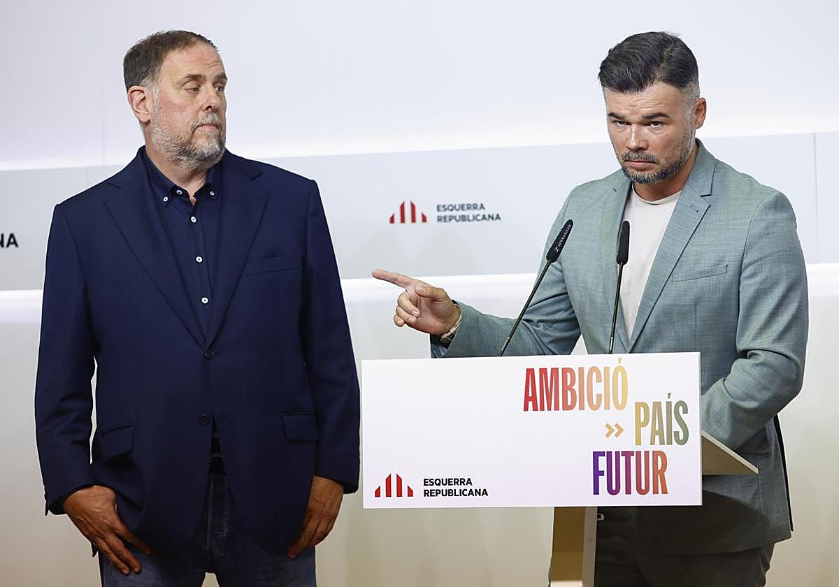 Oriol Junqueras, líder de ERC, y Gabriel Rufián, portavoz en el Congreso