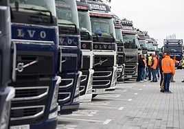 Un grupo de transportistas durante los paros de 2022.