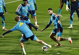 Los jugadores de la selección española, preparando el duelo con Georgia.