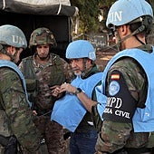 Efectivos españoles de la misión de paz de Naciones Unidas en el sur de Líbano.