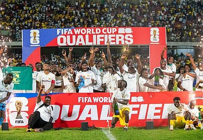 Los jugadores de Cabo Verde celeban su clasificación al Mundial.