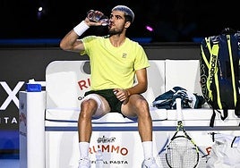 Carlos Alcaraz, en la final contra Sinner, este domingo